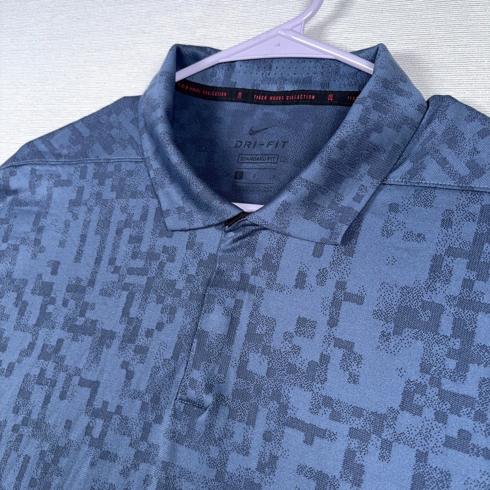 Nike ADV Tiger Woods Polo Shirt CU9528 Mens Size L Blue Poly Nylon Standar Fit